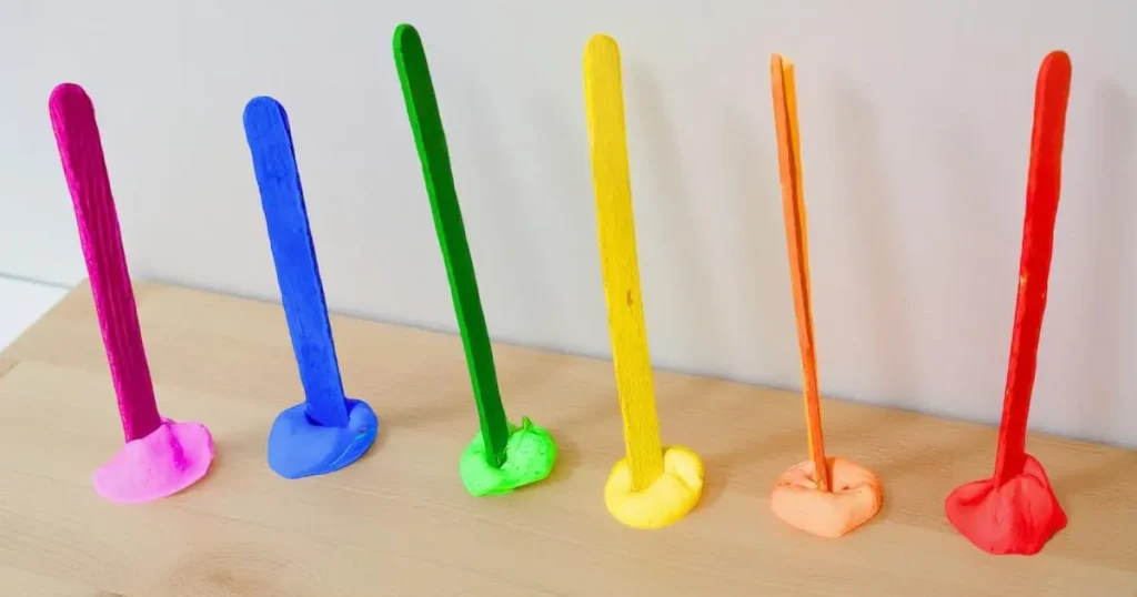 DIY Toddler Color Sorting Activity with Popsicles and Playdough