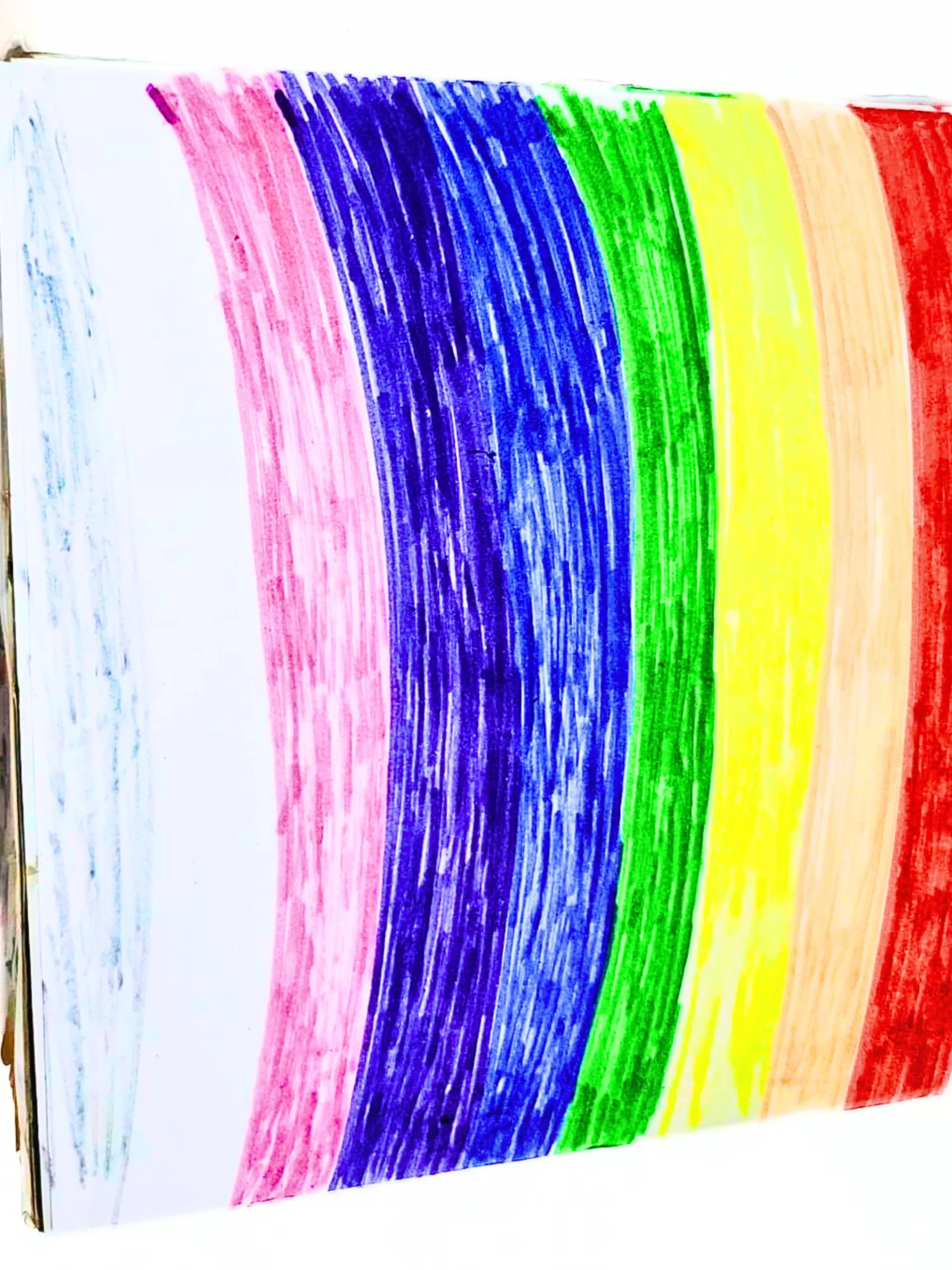a DIY rainbow pattern cardboard box top